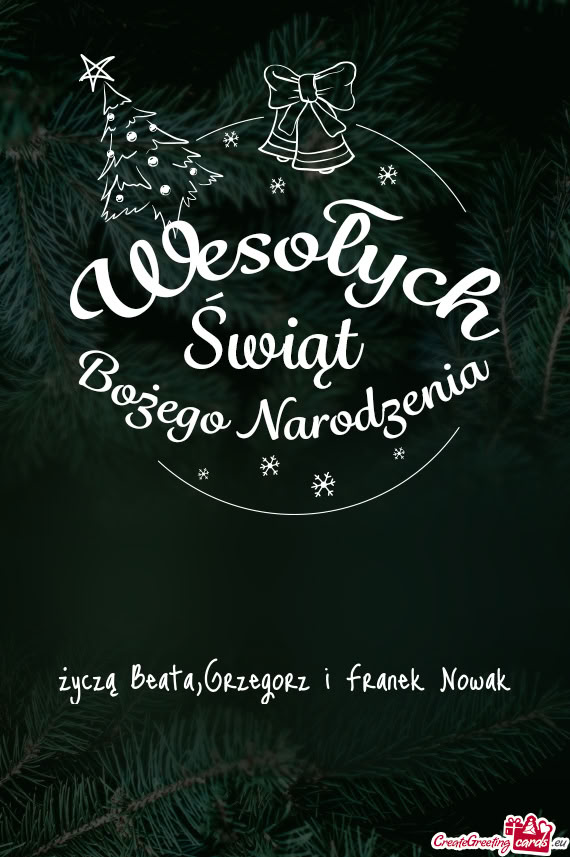Życzą Beata,Grzegorz i Franek Nowak