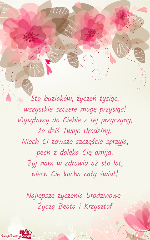 Życzą Beata i Krzysztof