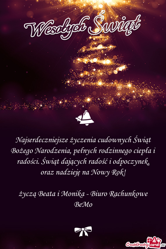 Życzą Beata i Monika - Biuro Rachunkowe BeMo