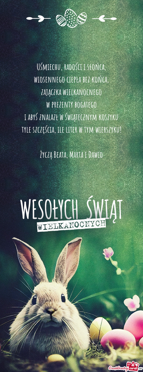 Życzą Beata, Marta i Dawid