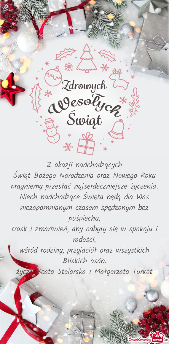 Życzą Beata Stolarska i Małgorzata Turkot