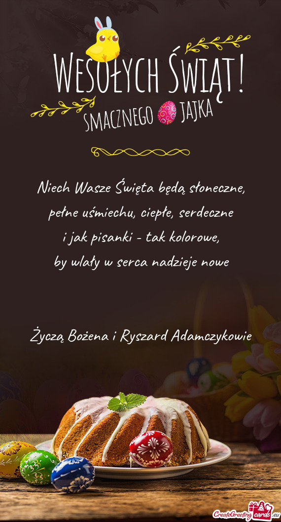 Życzą Bożena i Ryszard Adamczykowie