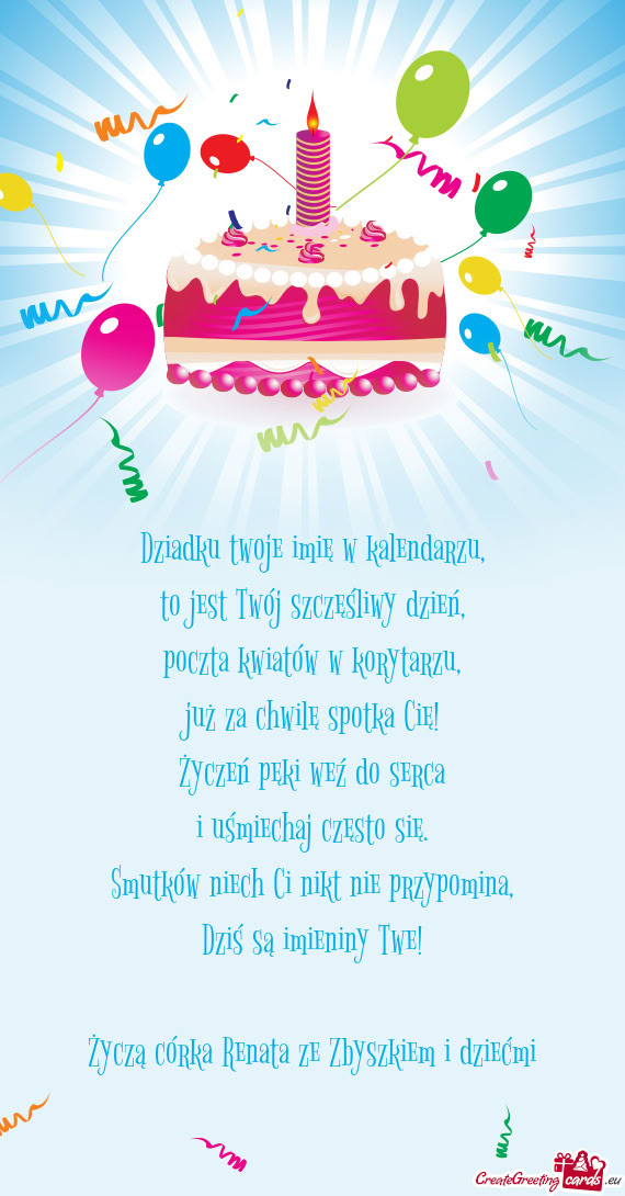 Życzą córka Renata ze Zbyszkiem i dziećmi