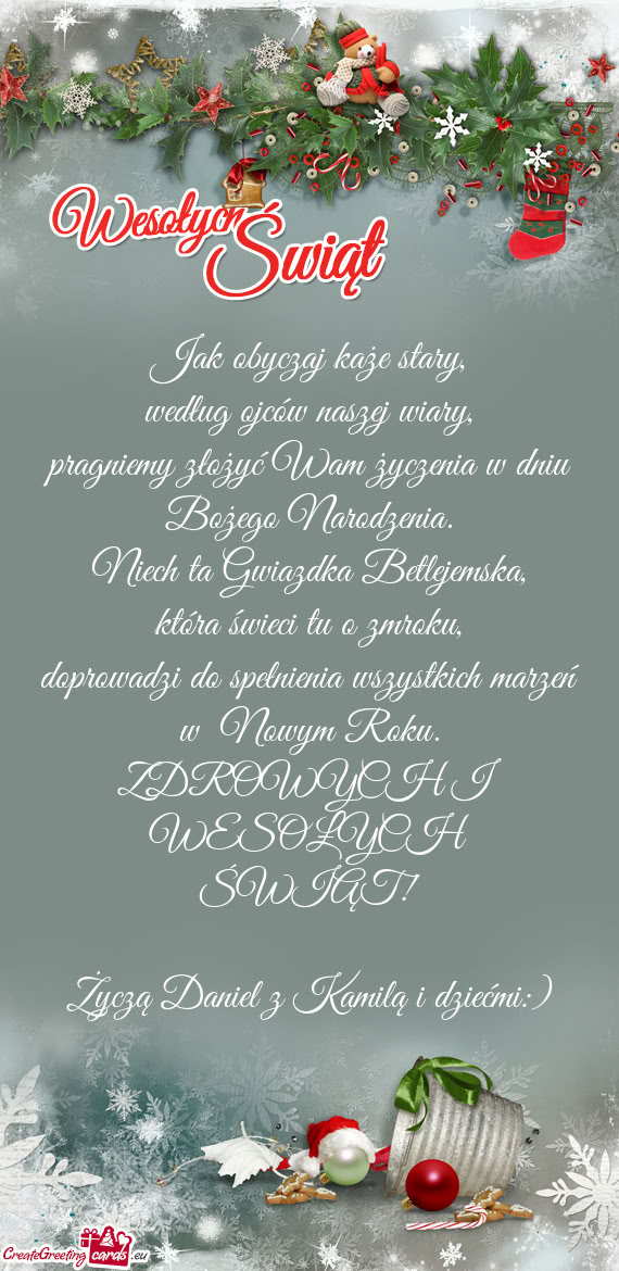 Życzą Daniel z Kamilą i dziećmi:)