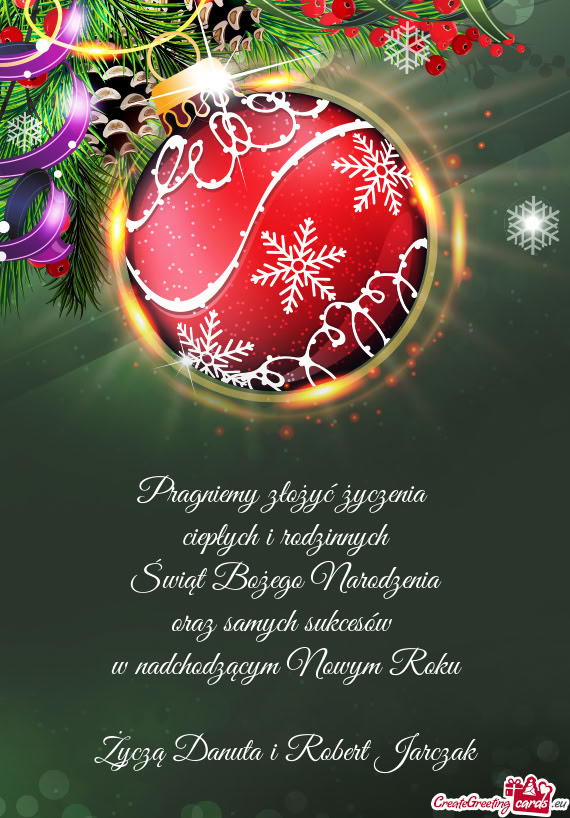 Życzą Danuta i Robert Jarczak