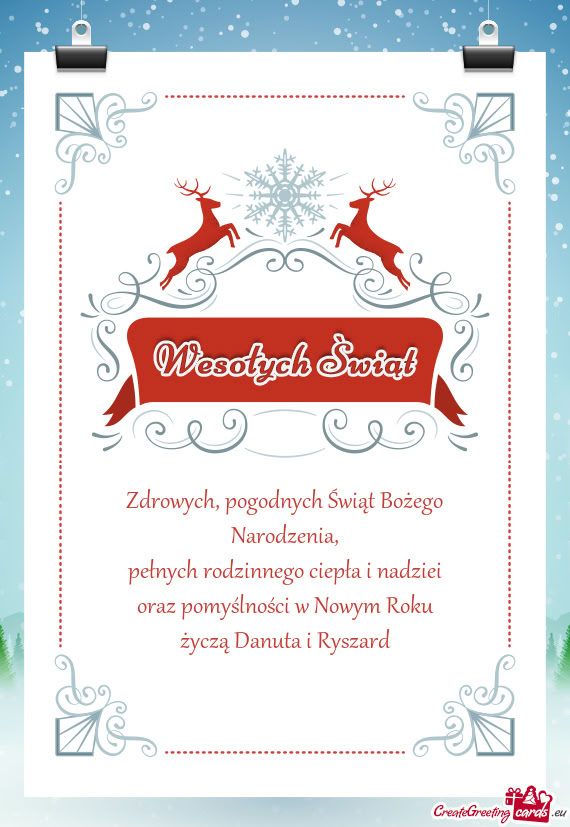 Życzą Danuta i Ryszard