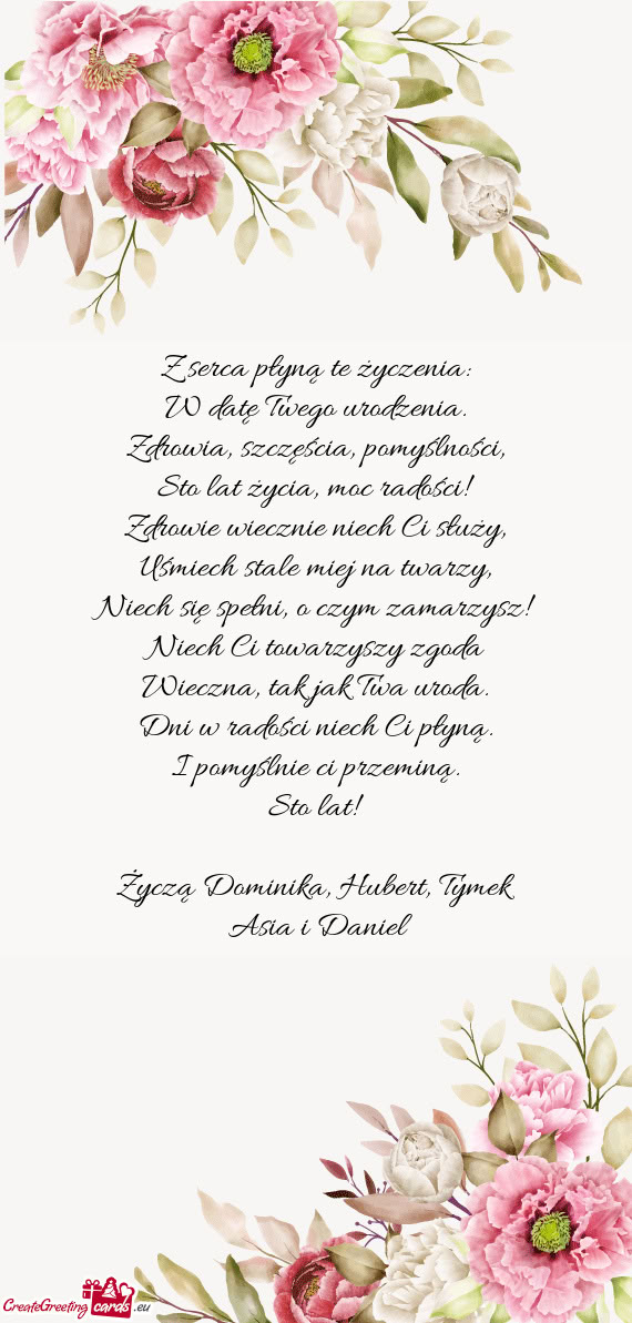 Życzą Dominika, Hubert, Tymek