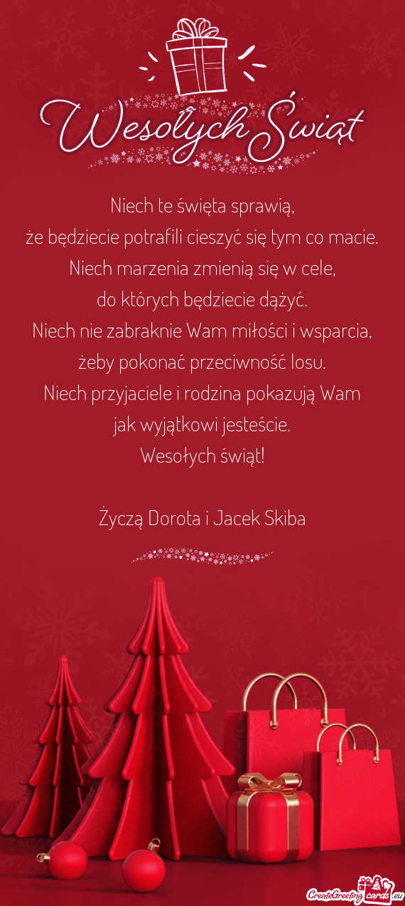 Życzą Dorota i Jacek Skiba