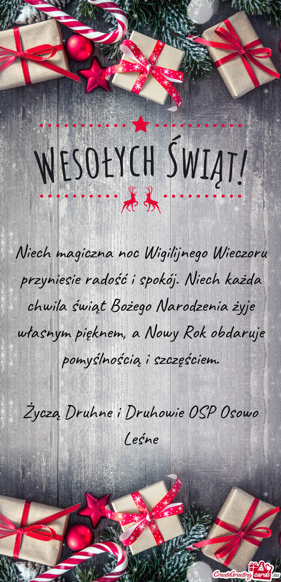 Życzą Druhne i Druhowie OSP Osowo Leśne