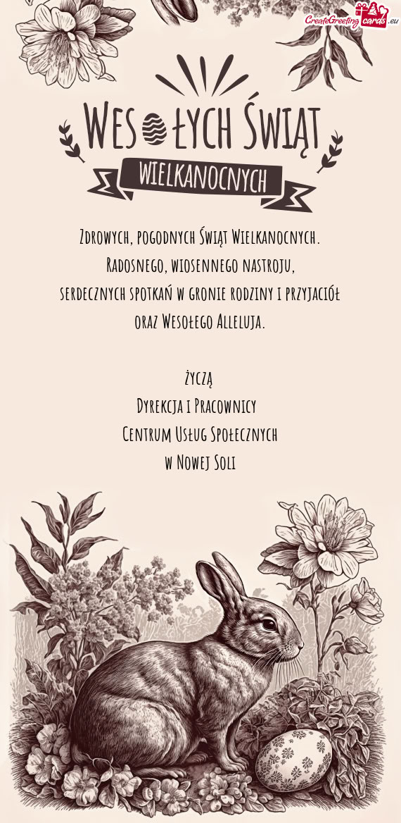 Życzą Dyrekcja i Pracownicy Centrum Usług Społecznych w Nowej Soli