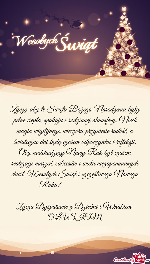 Życzą Dysputowie z Dziećmi i Wnukiem