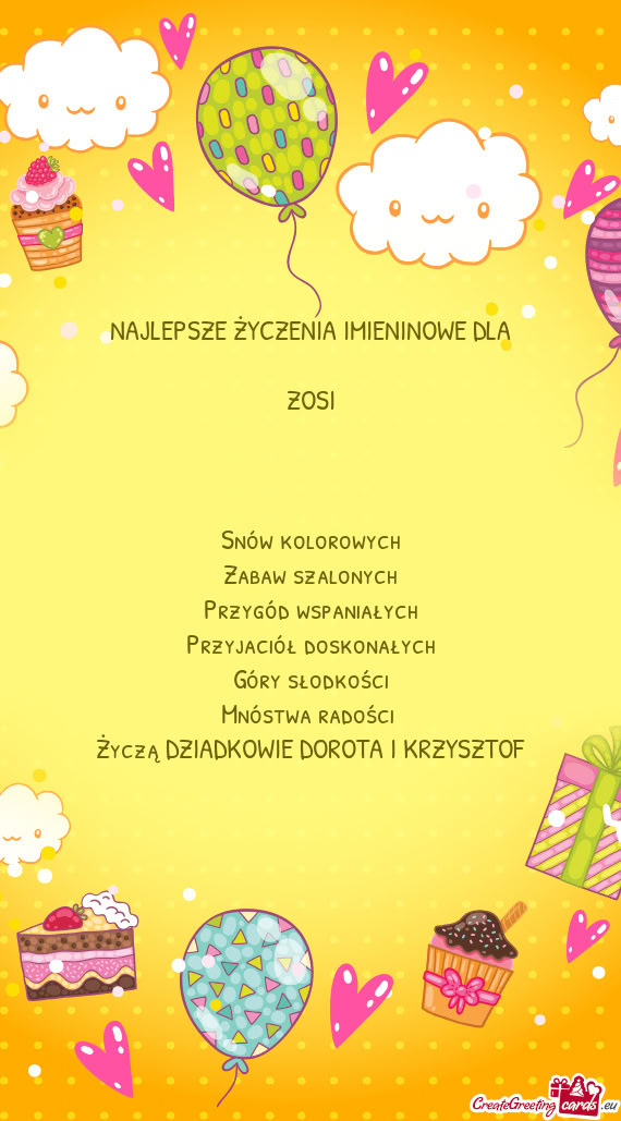 Życzą DZIADKOWIE DOROTA I KRZYSZTOF