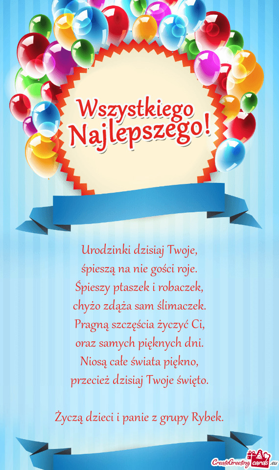 Życzą dzieci i panie z grupy Rybek
