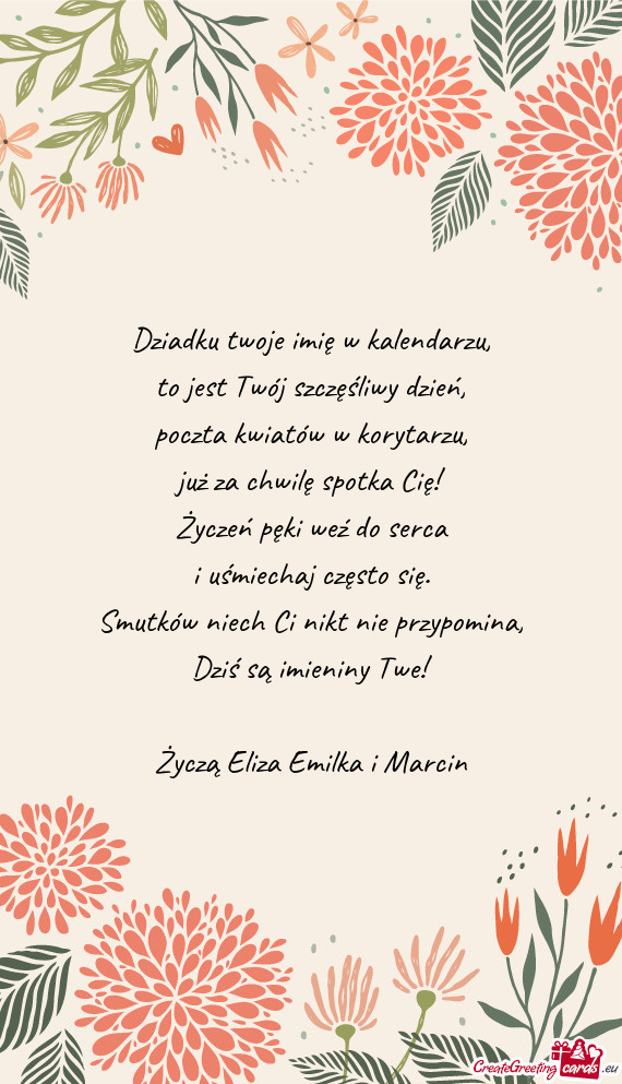 Życzą Eliza Emilka i Marcin