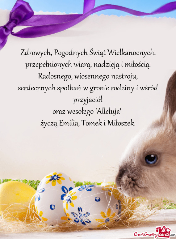 Życzą Emilia, Tomek i Miłoszek