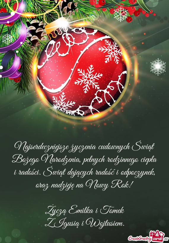 Życzą Emilka i Tomek