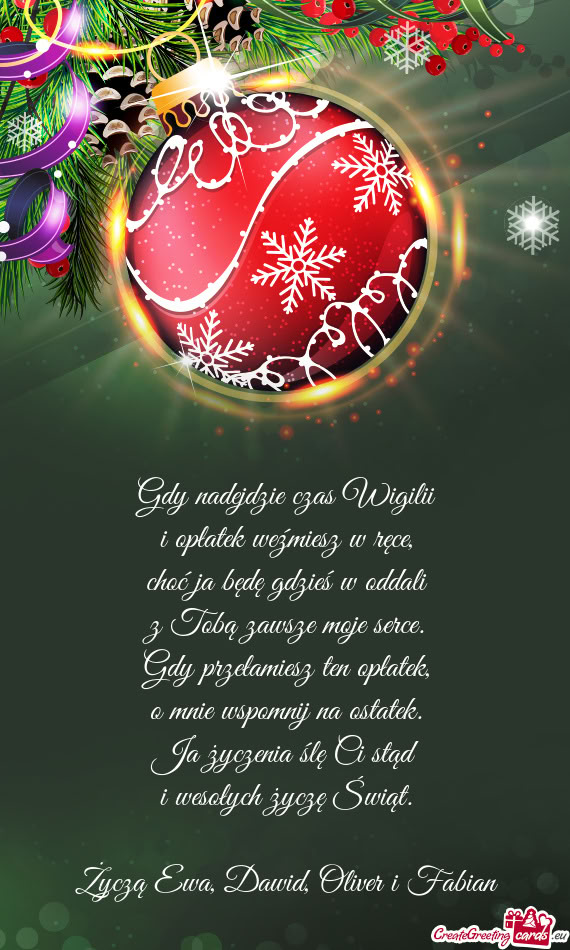 Życzą Ewa, Dawid, Oliver i Fabian