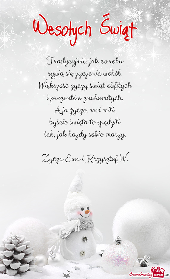 Życzą Ewa i Krzysztof W