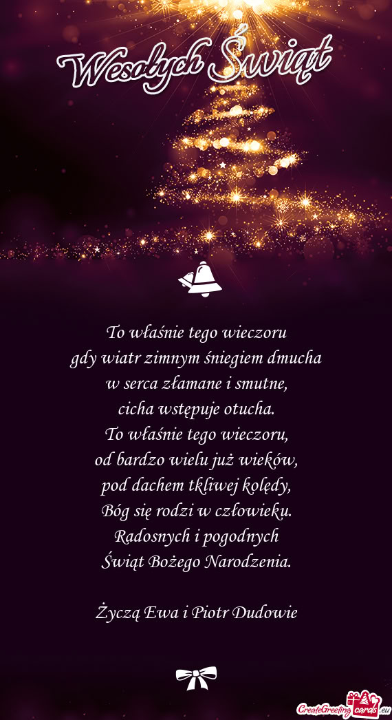 Życzą Ewa i Piotr Dudowie