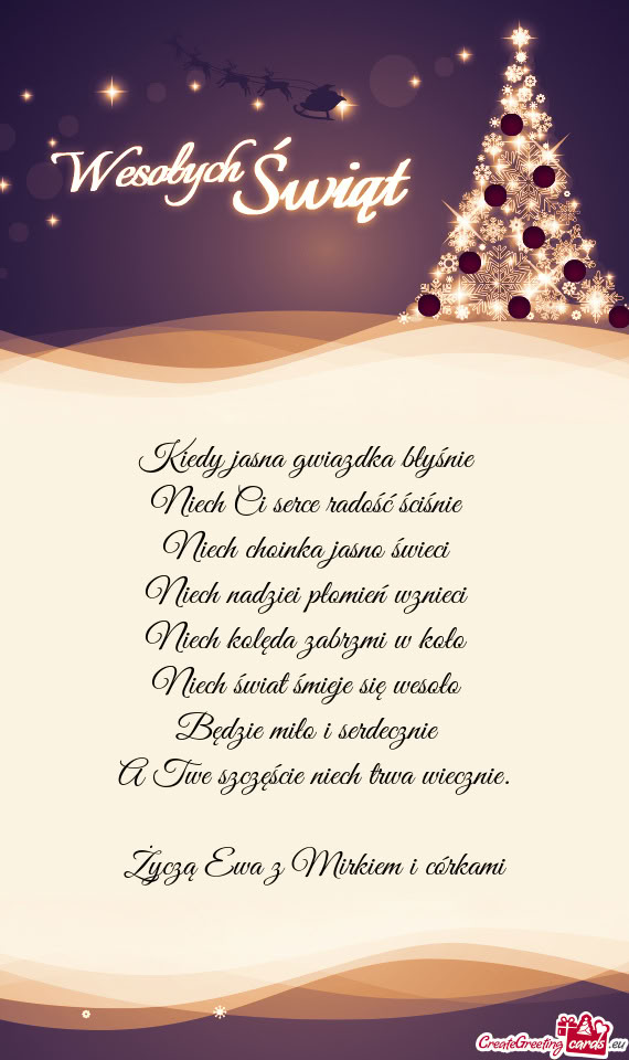 Życzą Ewa z Mirkiem i córkami