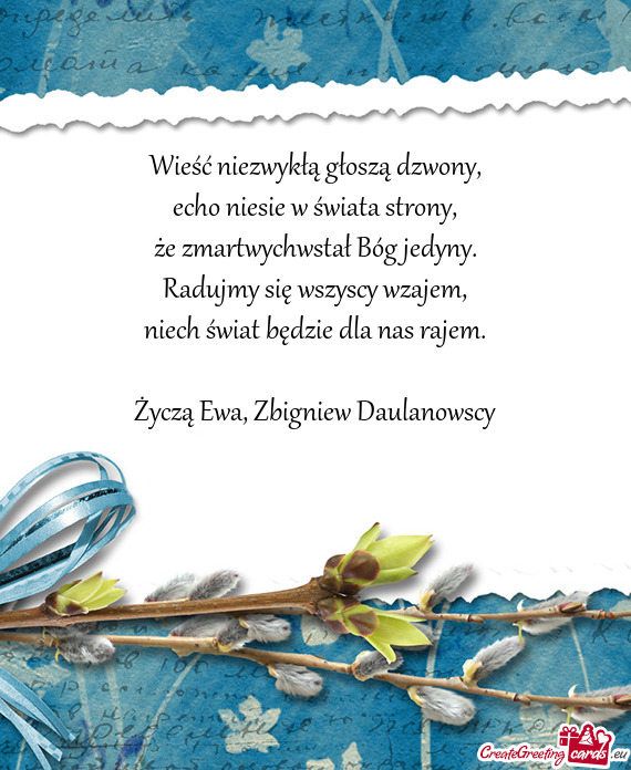 Życzą Ewa, Zbigniew Daulanowscy
