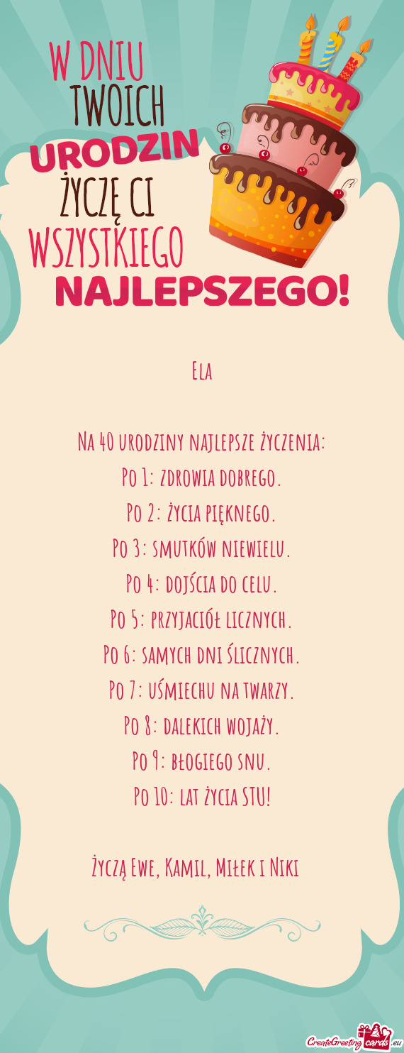 Życzą Ewe, Kamil, Miłek i Niki 💐