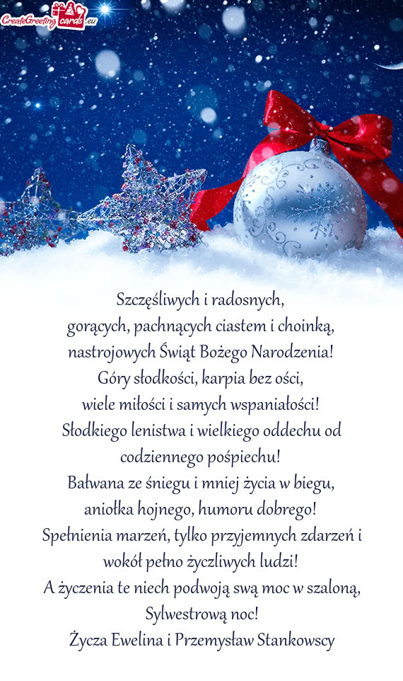 Życza Ewelina i Przemysław Stankowscy