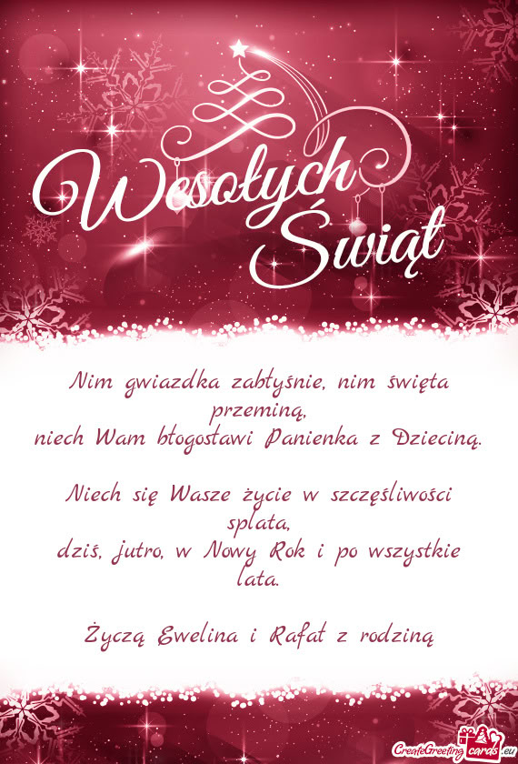 Życzą Ewelina i Rafał z rodziną