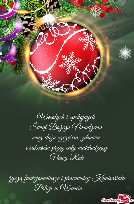 Życzą funkcjonariusze i pracownicy Komisariatu Policji w Warcie ♥️