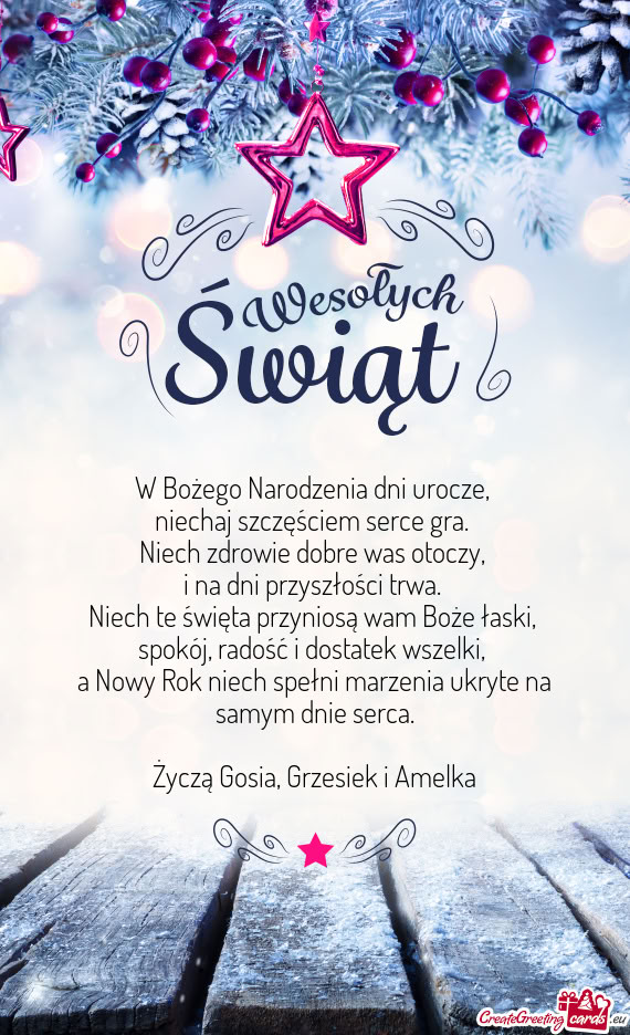 Życzą Gosia, Grzesiek i Amelka