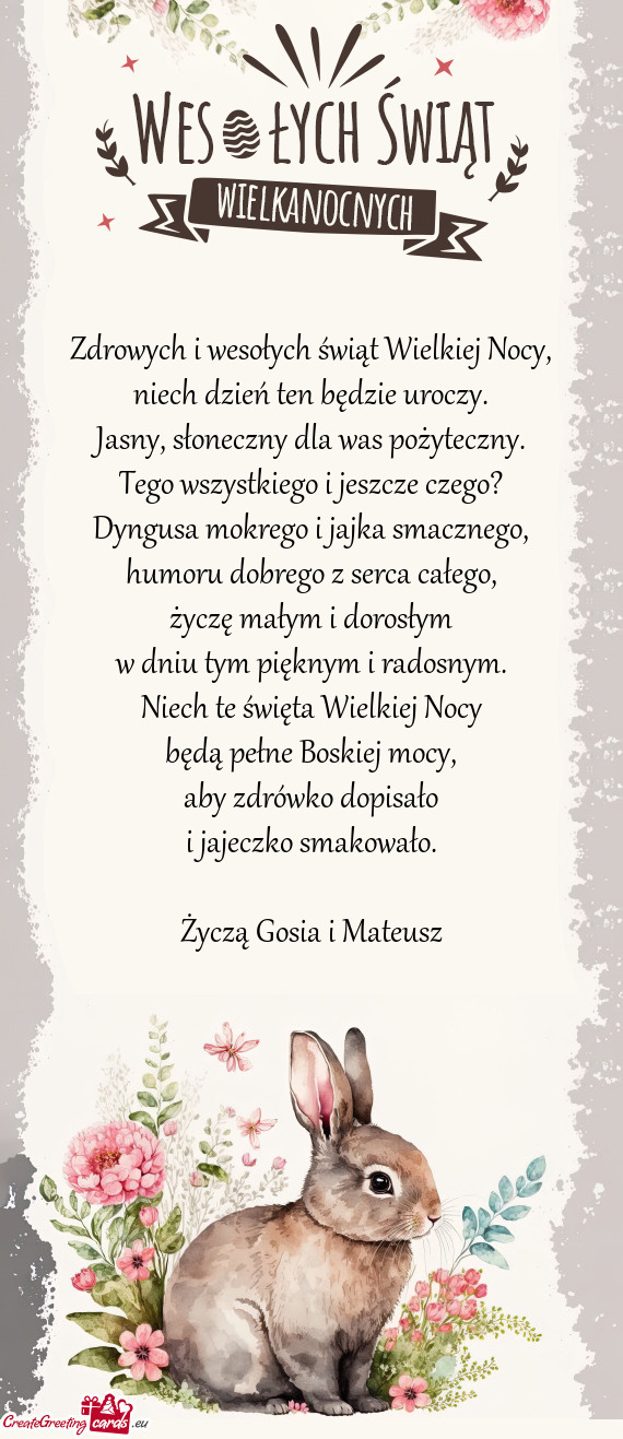 Życzą Gosia i Mateusz