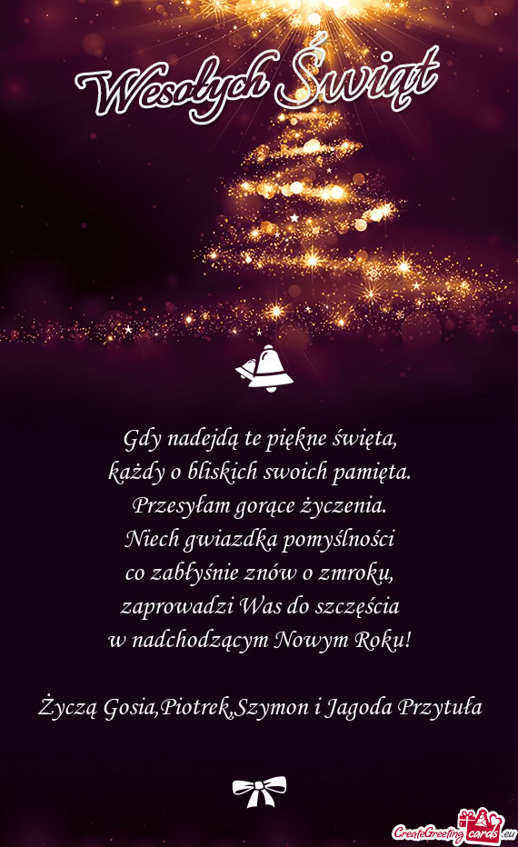 Życzą Gosia,Piotrek,Szymon i Jagoda Przytuła