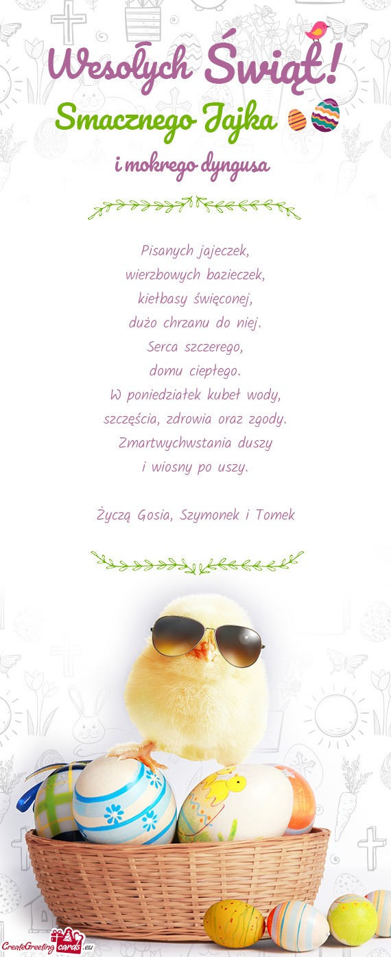 Życzą Gosia, Szymonek i Tomek