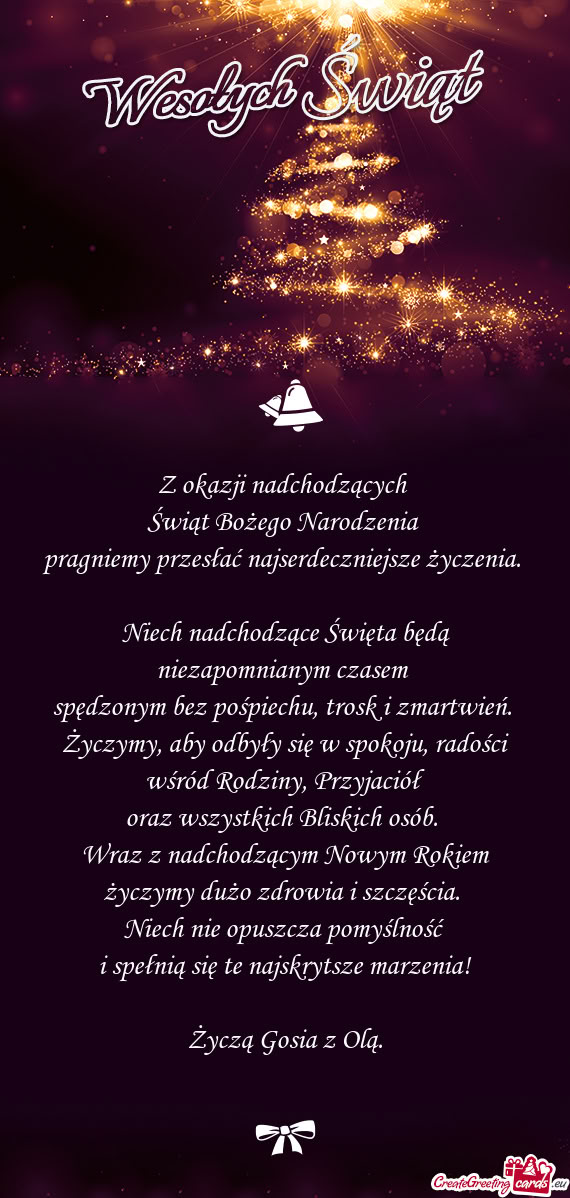 Życzą Gosia z Olą