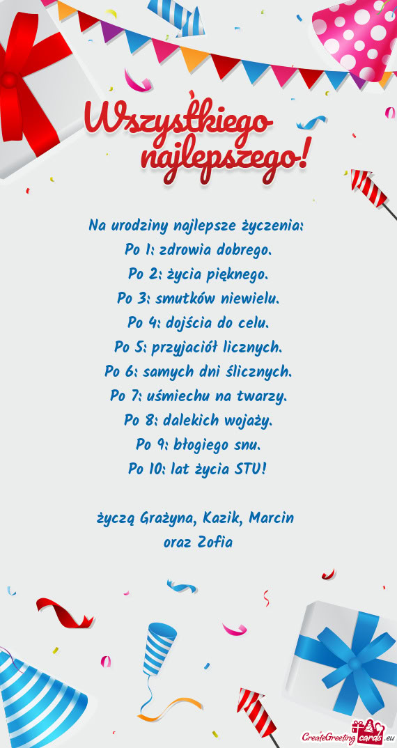 Życzą Grażyna, Kazik, Marcin