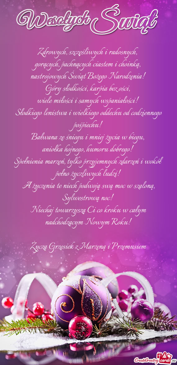 Życzą Grzesiek z Marzeną i Przemusiem