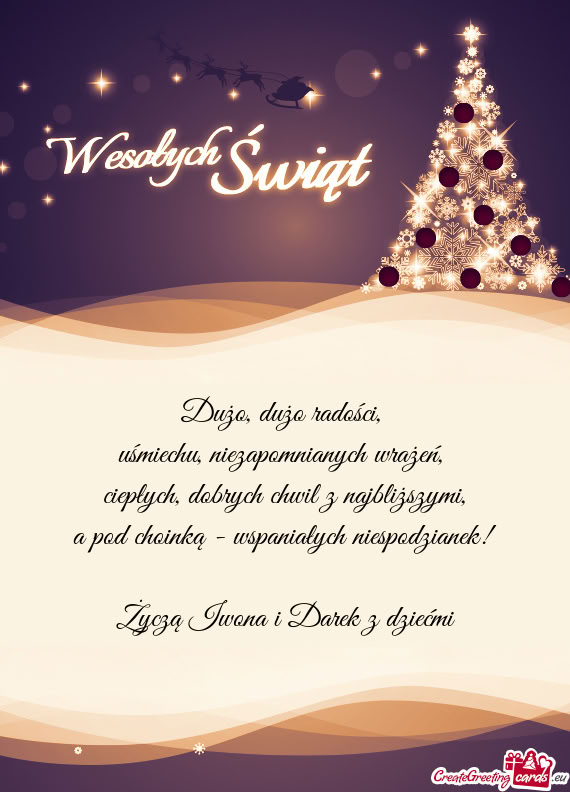 Życzą Iwona i Darek z dziećmi