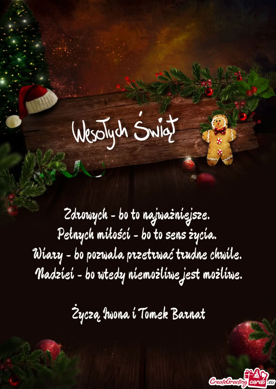 Życzą Iwona i Tomek Barnat