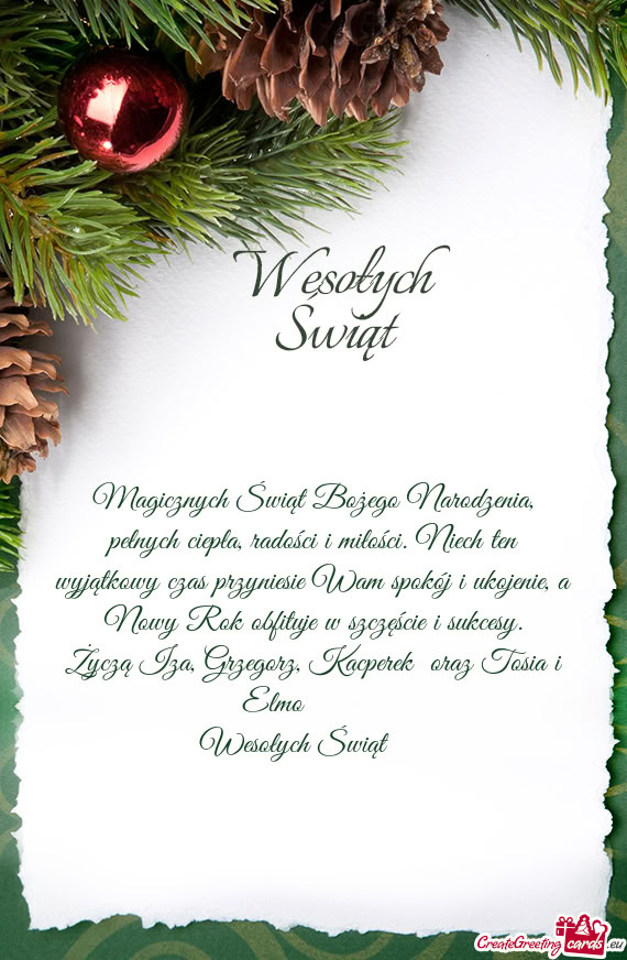 Życzą Iza, Grzegorz, Kacperek oraz Tosia i Elmo ♥️