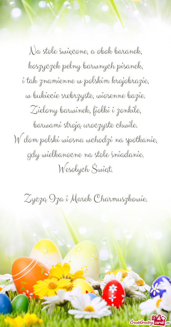 Życzą Iza i Marek Charmuszkowie