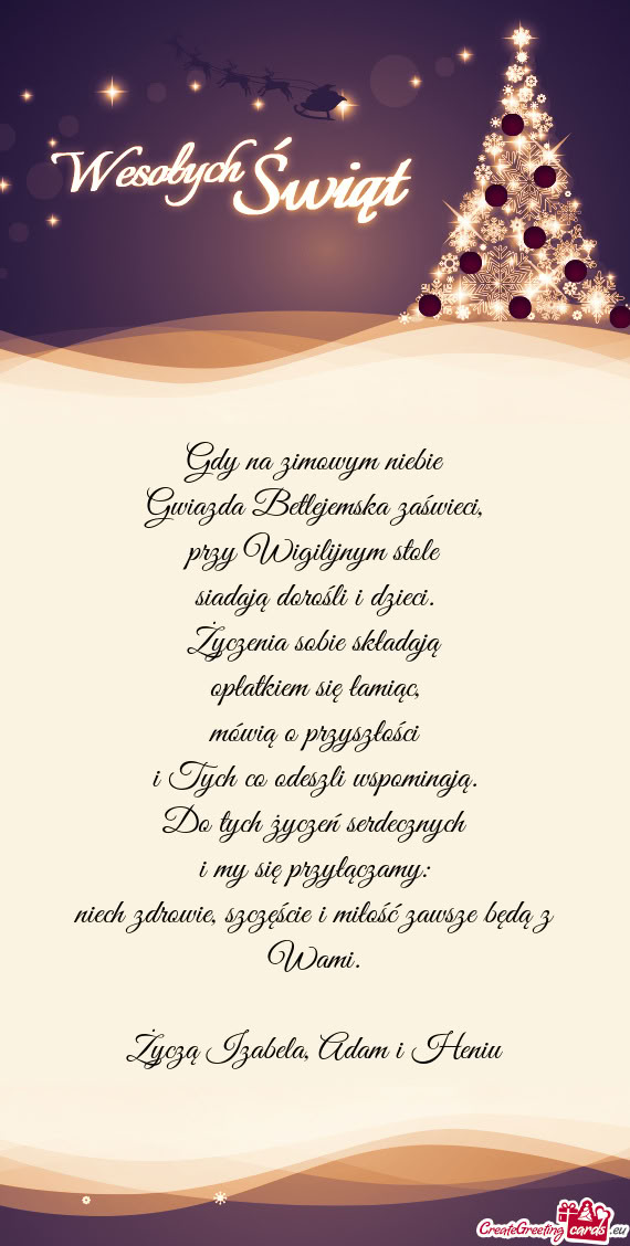 Życzą Izabela, Adam i Heniu