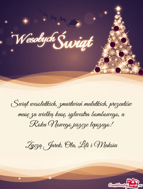 Życzą Jarek, Ola, Lili i Maksiu