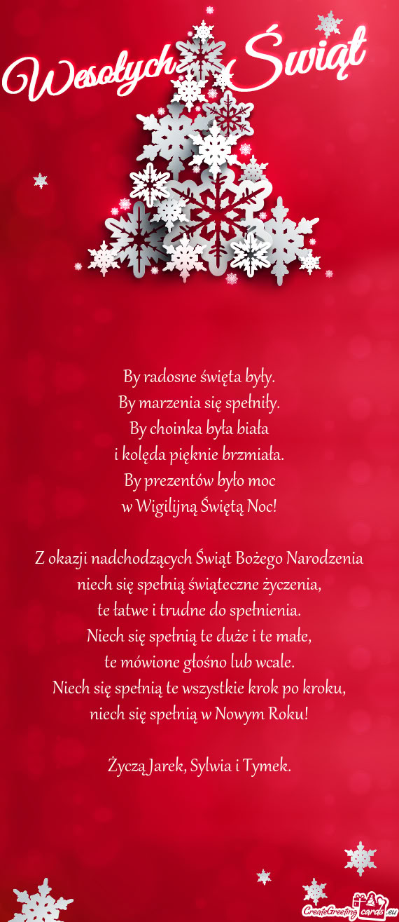 Życzą Jarek, Sylwia i Tymek