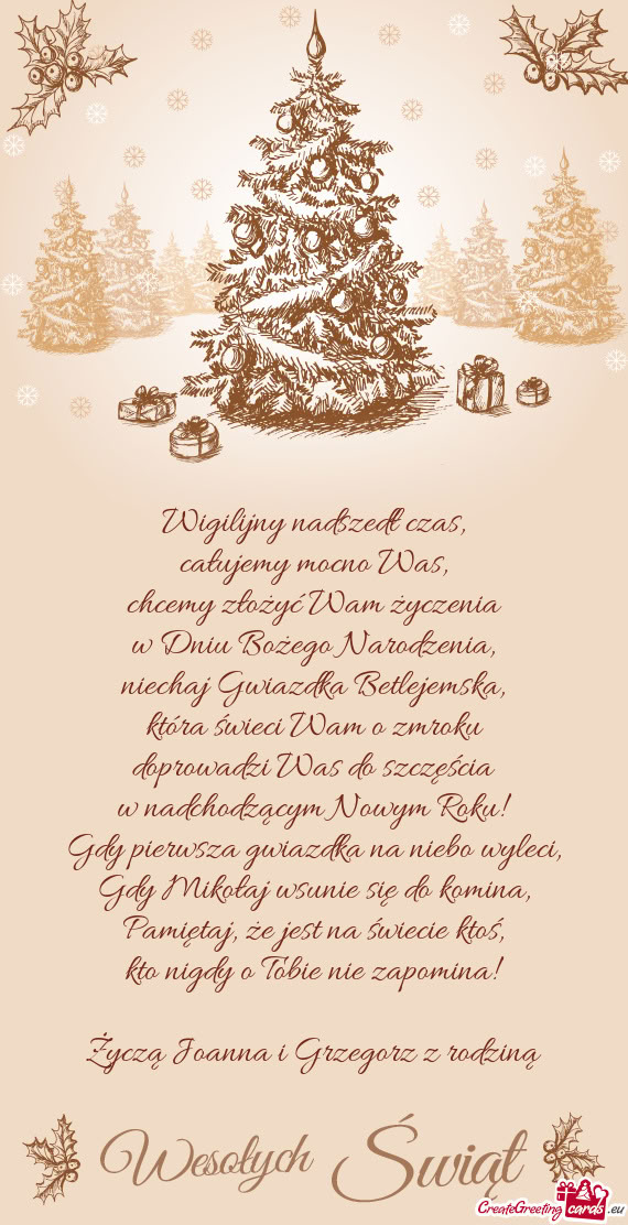 Życzą Joanna i Grzegorz z rodziną