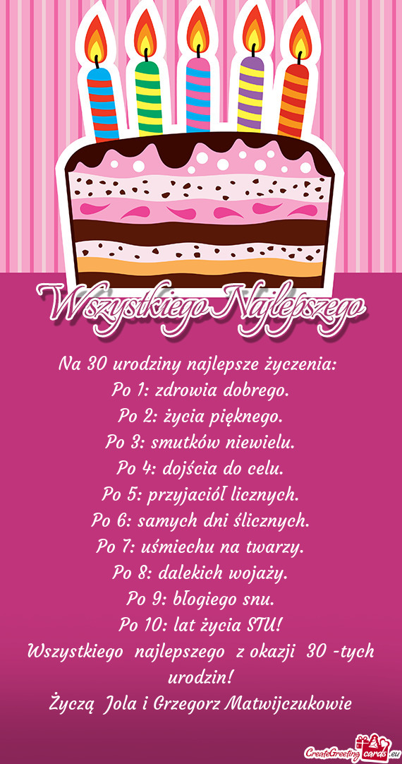 Życzą Jola i Grzegorz Matwijczukowie