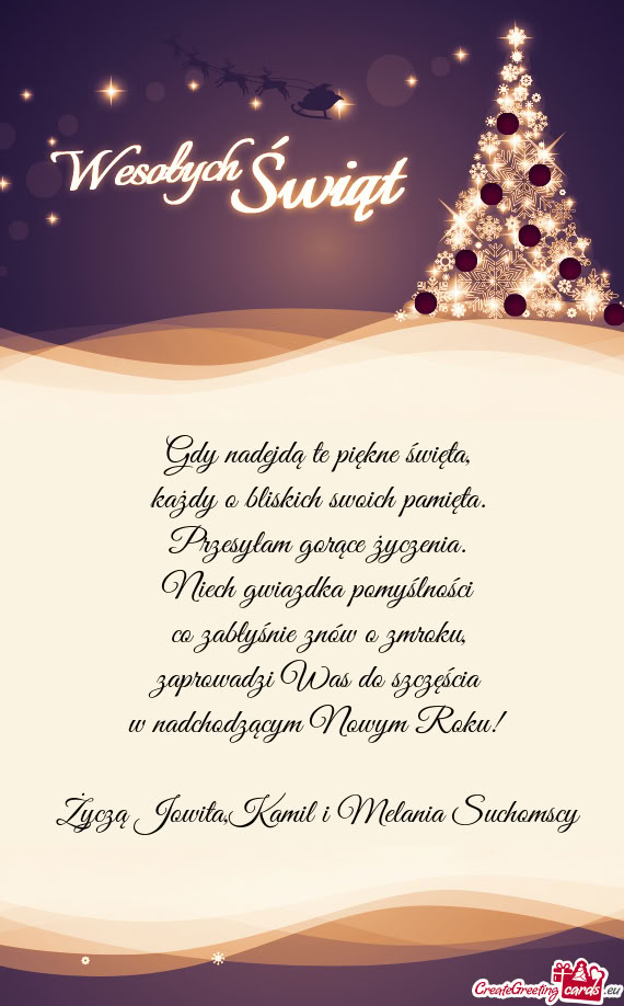 Życzą Jowita,Kamil i Melania Suchomscy