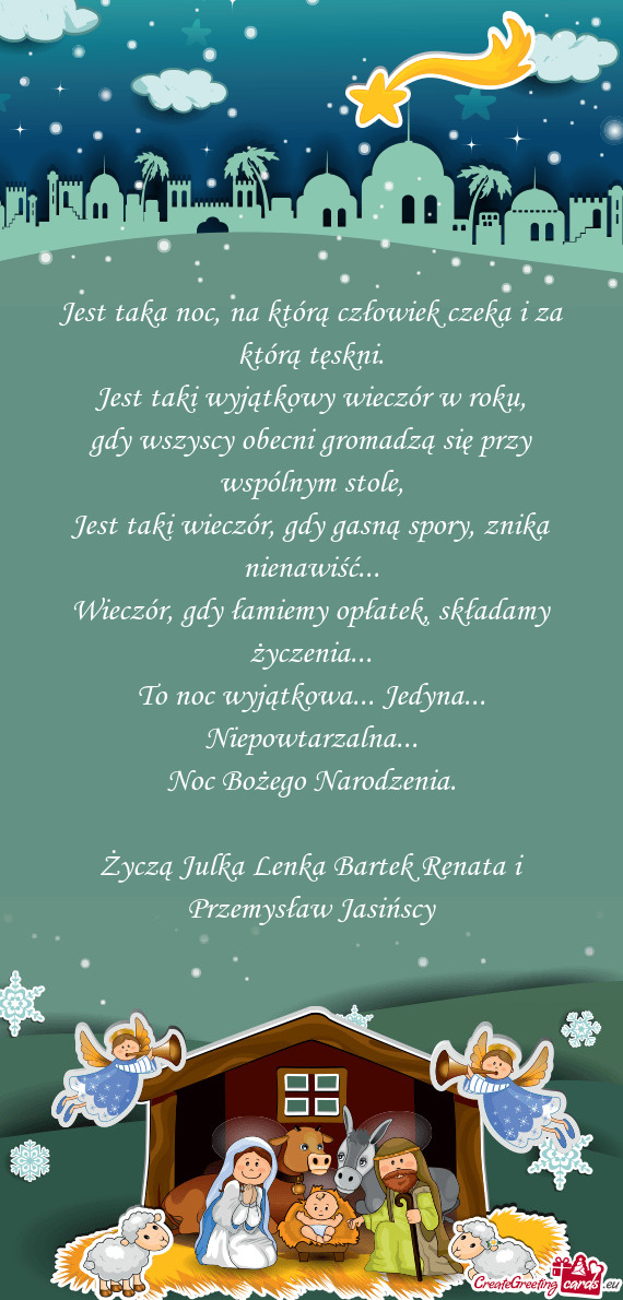Życzą Julka Lenka Bartek Renata i Przemysław Jasińscy