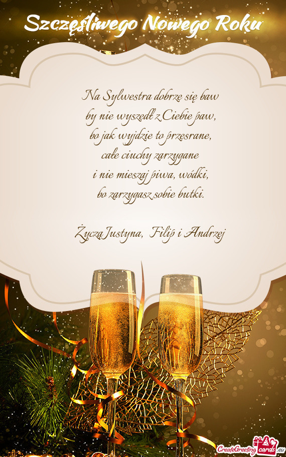 Życzą Justyna, Filip i Andrzej