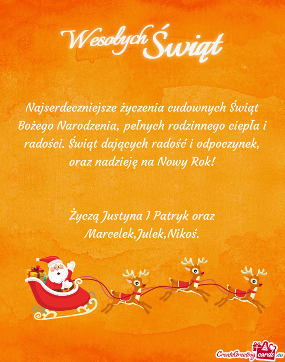 Życzą Justyna I Patryk oraz Marcelek,Julek,Nikoś