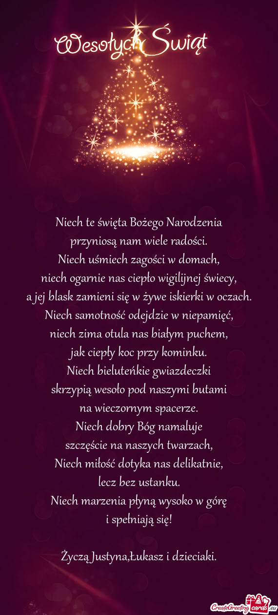 Życzą Justyna,Łukasz i dzieciaki